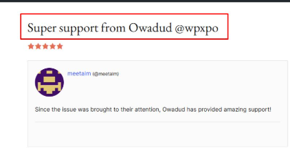 Super Support from Owadud @wpxpo